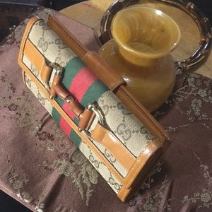 Gucci GG matching Horse Bit Leather Wallet
